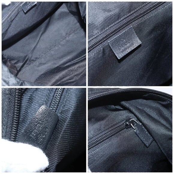 GUCCI GG Canvas Web Sherry Line Tote Bag Black Silver 131231 Auth 154522 - Picture 15 of 16